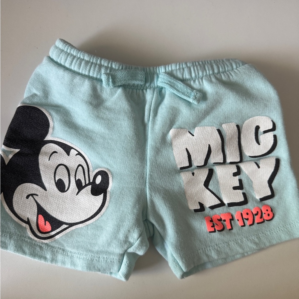 Disney Zara Light Aqua Toddler Mickey Mouse Shorts